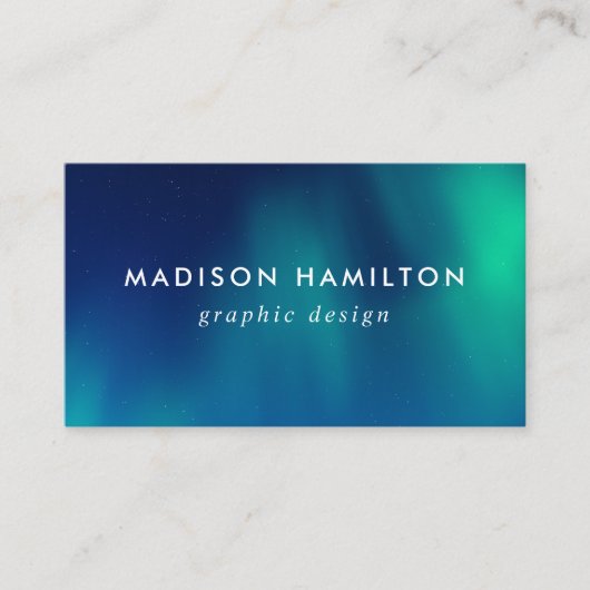 Blauw en groen noorderlicht visitekaartje (Voorkant)
