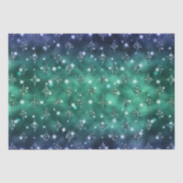 Blauw en Groen Ombre Glitter Hemels Patroon Tissuepapier