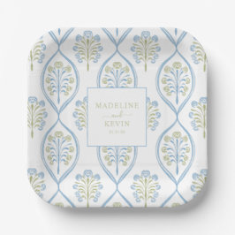 Blauw en groen op maat gemaakte trouwdag papieren bordje