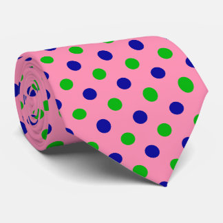 Blauw en groen op roze polka stippen patroon stropdas