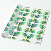 Blauw en groen Open House Gift Wrap Cadeaupapier (Uitgerold)