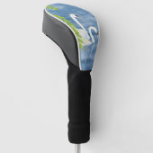 Blauw en groen paar zwanen op het meer golfheadcover (Schuin)