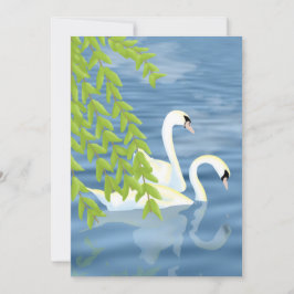 Blauw en groen paar zwanen op het meer kaart