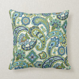 Blauw en Groen Paisley Kussen