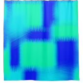 Blauw en groen patchwork douchegordijn (Voorkant)