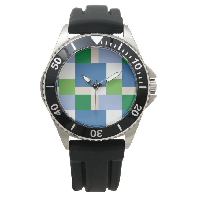 blauw en groen patroon horloge (Voorkant)