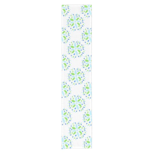 Blauw en groen patroon korte tafelloper (Voorkant)