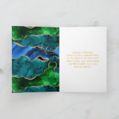 Blauw en Groen Peacock Agaat Gelukkige Verjaardag Kaart (Binnen)