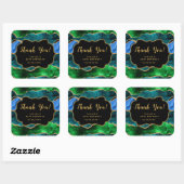 Blauw en Groen Peacock Agaat Verjaardag Dank u Vierkante Sticker (Vel)