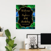 Blauw en Groen Peacock Agaat Verjaardag Welkom Poster (Thuiskantoor)