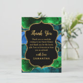 Blauw en Groen Peacock Agaat Zoet Zestien Bedankkaart (Staand voorkant)