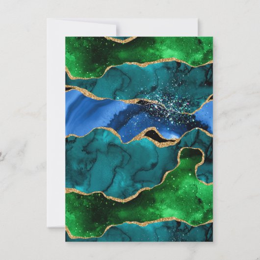 Blauw en Groen Peacock Agaat Zoet Zestien Bedankkaart (Achterkant)