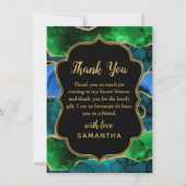 Blauw en Groen Peacock Agaat Zoet Zestien Bedankkaart (Voorkant)