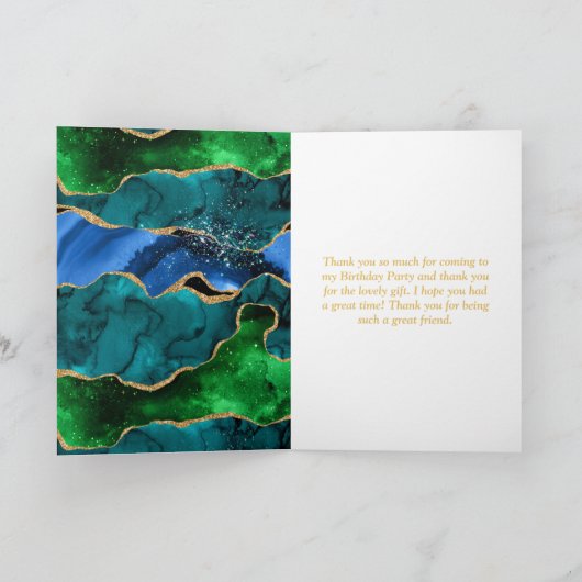 Blauw en Groen Peacock Agaat Zoet Zestien Bedankkaart (Binnen)