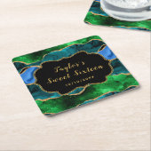 Blauw en Groen Peacock Agaat Zoet Zestien Kartonnen Onderzetters (Schuin)