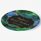 Blauw en Groen Peacock Agaat Zoet Zestien Papieren Bordje (Gekanteld)