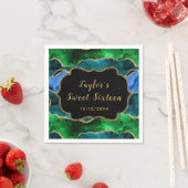 Blauw en Groen Peacock Agaat Zoet Zestien Servet (Insitu)