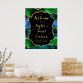 Blauw en Groen Peacock Agaat Zoet Zestien Welkom Poster (Keuken)