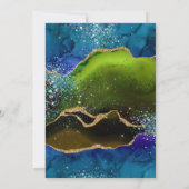 Blauw- en Groen Peacock Agate & goudglitter Wedden Kaart (Achterkant)