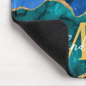 Blauw en groen Peacock Faux Glitter Agate Muismat (Hoek)