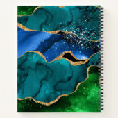 Blauw en groen Peacock Faux Glitter Agate Notitieboek (Achterkant)
