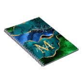 Blauw en groen Peacock Faux Glitter Agate Notitieboek (Rechterzijde)