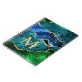 Blauw en groen Peacock Faux Glitter Agate Notitieboek (Linkerzijde)