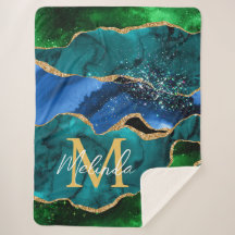 Blauw en groen Peacock Faux Glitter Agate