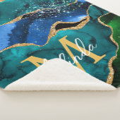 Blauw en groen Peacock Faux Glitter Agate Sherpa Deken (3/4)