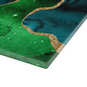 Blauw en groen Peacock Faux Glitter Agate Snijplank (Hoek)