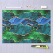 Blauw en groen Peacock Faux Glitter Agate Tissuepapier (Craft)