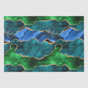 Blauw en groen Peacock Faux Glitter Agate Tissuepapier