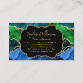 Blauw en groen Peacock Faux Glitter Agate Visitekaartje (Achterkant)