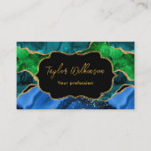 Blauw en groen Peacock Faux Glitter Agate Visitekaartje (Voorkant)