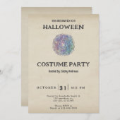 Blauw en Groen Pentagram Halloween Kaart (Voorkant / Achterkant)