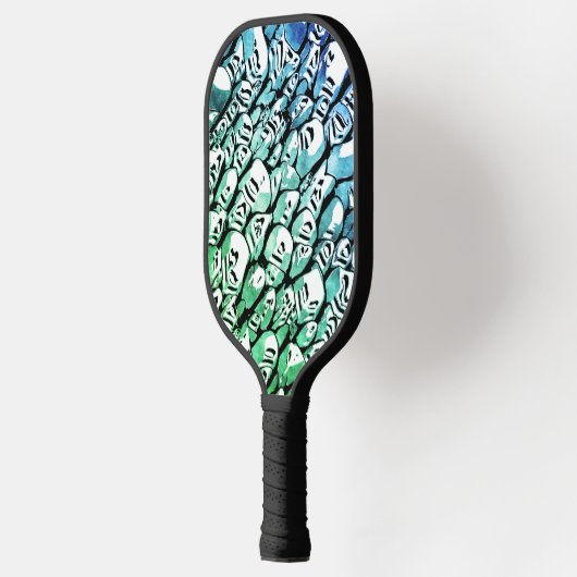 Blauw en groen pickleball paddle (Links)