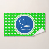 Blauw- en Groen Polka Dot Monogram Bad Handdoek (Handdoek)