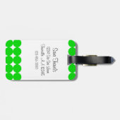 Blauw- en Groen Polka Dot Monogram Bagagelabel (Achterkant horizontaal)
