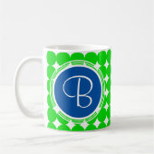 Blauw- en Groen Polka Dot Monogram Koffiemok (Links)