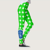 Blauw- en Groen Polka Dot Monogram Leggings (Rechts)