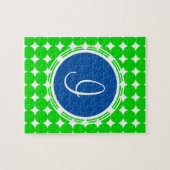Blauw- en Groen Polka Dot Monogram Legpuzzel (Horizontaal)