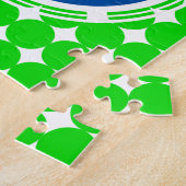 Blauw- en Groen Polka Dot Monogram Legpuzzel (Zijkant)