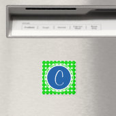 Blauw- en Groen Polka Dot Monogram Magneet (Insitu (Vaatwasser))