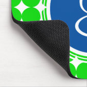 Blauw- en Groen Polka Dot Monogram Muismat (Hoek)