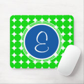 Blauw- en Groen Polka Dot Monogram Muismat (Met muis)
