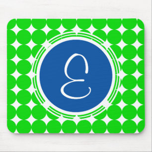 Blauw- en Groen Polka Dot Monogram Muismat