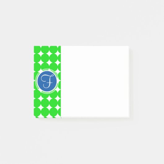 Blauw- en Groen Polka Dot Monogram Post-it® Notes (Voorkant)