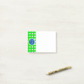 Blauw- en Groen Polka Dot Monogram Post-it® Notes (Op bureau)