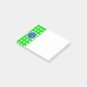 Blauw- en Groen Polka Dot Monogram Post-it® Notes (Schuin)