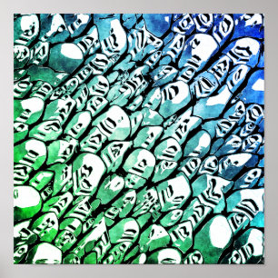 Blauw en groen poster